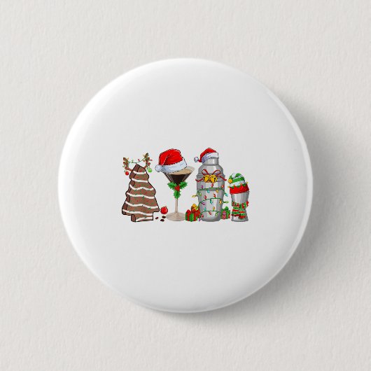 Weihnachts-Schwanz Espresso Martini Drink Party Ba Button (Vorderseite)