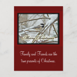 Weihnachts-Schwarz-Chickadee im Schnee Feiertagspostkarte