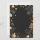 Weihnachts-Schwarz-Gold-Baubles-Feier Einladung (Rückseite)