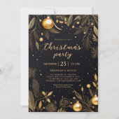 Weihnachts-Schwarz-Gold-Feiertag Einladung (Vorderseite)