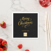 Weihnachts-Schwarz-Gold-Geschäftslogo Serviette (Beispiel)