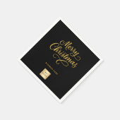 Weihnachts-Schwarz-Gold-Geschäftslogo Serviette (Ecke)