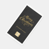 Weihnachts-Schwarz-Gold-Geschäftslogo Serviette (Ecke)