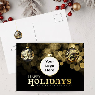 Weihnachts-Schwarz-Gold-Happy-Business Folien Feiertagspostkarte