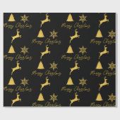 Weihnachts-Schwarz-Gold-Muster Geschenkpapier (Flach)