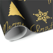 Weihnachts-Schwarz-Gold-Muster Geschenkpapier (Rolleneckpunkt)