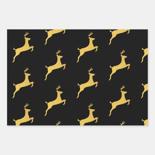 Weihnachts-Schwarz-Gold-Muster Geschenkpapier Set (Vorderseite 3)