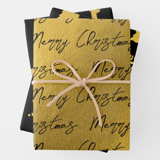 Weihnachts-Schwarz-Gold-Muster Geschenkpapier Set (Beispiel)