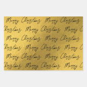 Weihnachts-Schwarz-Gold-Muster Geschenkpapier Set (Vorderseite)