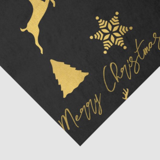 Weihnachts-Schwarz-Gold-Muster Seidenpapier (Ausschnitt)