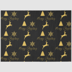 Weihnachts-Schwarz-Gold-Muster Seidenpapier