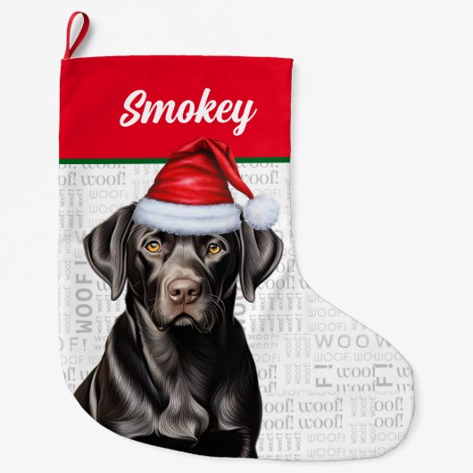 Weihnachts-Schwarz-Labrador-Retriever mit Hundenna Großer Weihnachtsstrumpf (Vorderseite)