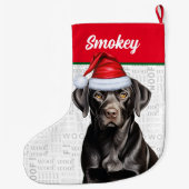 Weihnachts-Schwarz-Labrador-Retriever mit Hundenna Großer Weihnachtsstrumpf (Rückseite)