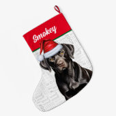 Weihnachts-Schwarz-Labrador-Retriever mit Hundenna Großer Weihnachtsstrumpf (Rückseite (Hängend))