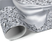 Weihnachts-Schwarz-Silber-Glitzer-Tropfen funkeln Geschenkpapier (Rolleneckpunkt)