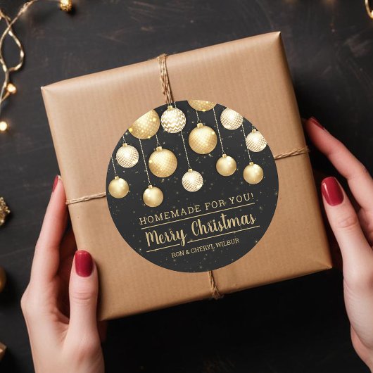 Weihnachts-Schwarz und Gold-Hommage für Sie Runder Aufkleber