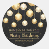 Weihnachts-Schwarz und Gold-Hommage für Sie Runder Aufkleber (Vorderseite)