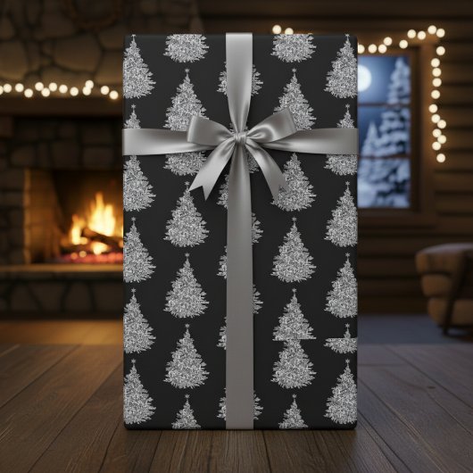 Weihnachts Schwarz-Weiß-Baumwrapping Papier Geschenkpapier