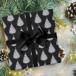 Weihnachts Schwarz-Weiß-Baumwrapping Papier Geschenkpapier