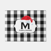 Weihnachts Schwarz-weiß Buffalo Karo Monogram Fußmatte (Vorderseite)