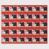 Weihnachts-Schwarz-Weiß-Katze Geschenkpapier (Flach)