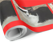 Weihnachts-Schwarz-Weiß-Katze Geschenkpapier (Rolleneckpunkt)