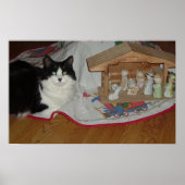 Weihnachts-Schwarz-Weiß-Katze Poster (Vorne)