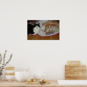 Weihnachts-Schwarz-Weiß-Katze Poster (Küche)