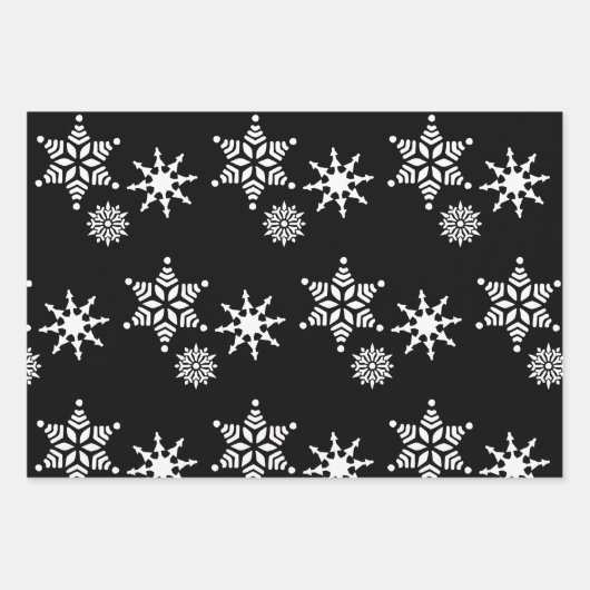 Weihnachts-Schwarz-Weiß-Muster Geschenkpapier Set (Vorderseite 2)