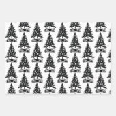 Weihnachts-Schwarz-Weiß-Muster Geschenkpapier Set (Vorderseite)
