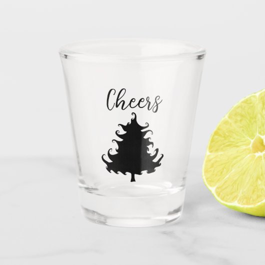 Weihnachts-Schwarzbaum Prost Party Schnapsglas (Vorderseite)