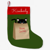 Weihnachts-Schwarze Katze aus der Tasche Kleiner Weihnachtsstrumpf (Vorderseite)