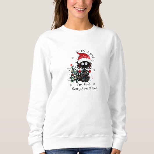 Weihnachts Schwarze Katze Es ist gut, dass ich gut Sweatshirt (Vorderseite)