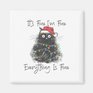 Weihnachts-Schwarze Katze Es ist okay Mir geht's g Magnet
