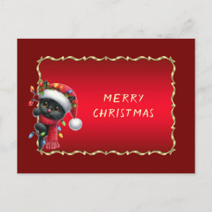Weihnachts-Schwarze-Katze-Feiertag Postkarte