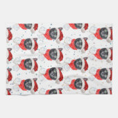Weihnachts-Schwarze Katze mit rotem Scarf Geschirrtuch (Horizontal)