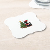 Weihnachts-Schwarze-Katze-Santa-Hut-Baum-Maus Untersetzer (angewinkelt)