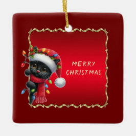 Weihnachts Schwarze Katze Weihnachtsfeiertage Orna Keramikornament