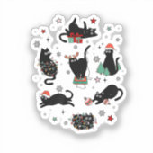 Weihnachts-Schwarze Katzen Aufkleber (Vorderseite)