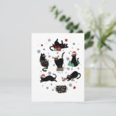 Weihnachts-Schwarze Katzen Begleitkarte (Stehend Vorderseite)