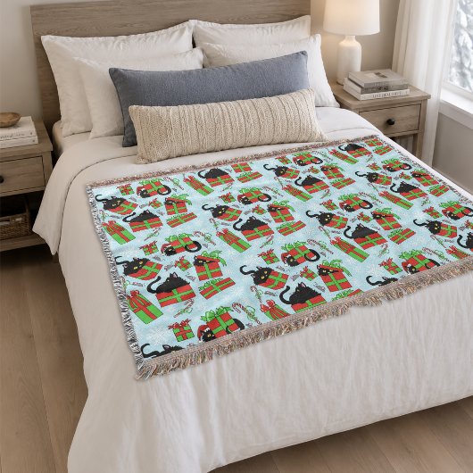 Weihnachts-Schwarze Katzen Decke