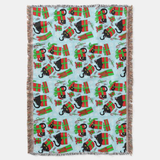 Weihnachts-Schwarze Katzen Decke (Vorderseite Vertikal)