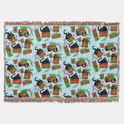 Weihnachts-Schwarze Katzen Decke (Vorderseite)