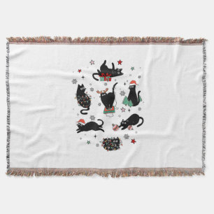 Weihnachts-Schwarze Katzen Decke