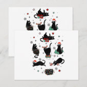 Weihnachts-Schwarze Katzen Feiertagskarte (Vorne/Hinten)