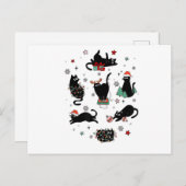 Weihnachts-Schwarze Katzen Feiertagspostkarte (Vorne/Hinten)