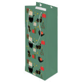 Weihnachts-Schwarze Katzen Geschenktüte Für Weinflaschen (Rückseite Schrägansicht)