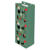 Weihnachts-Schwarze Katzen Geschenktüte Für Weinflaschen (Vorderseite Schrägansicht)