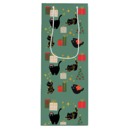 Weihnachts-Schwarze Katzen Geschenktüte Für Weinflaschen
