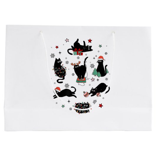 Weihnachts-Schwarze Katzen Große Geschenktüte (Rückseite)